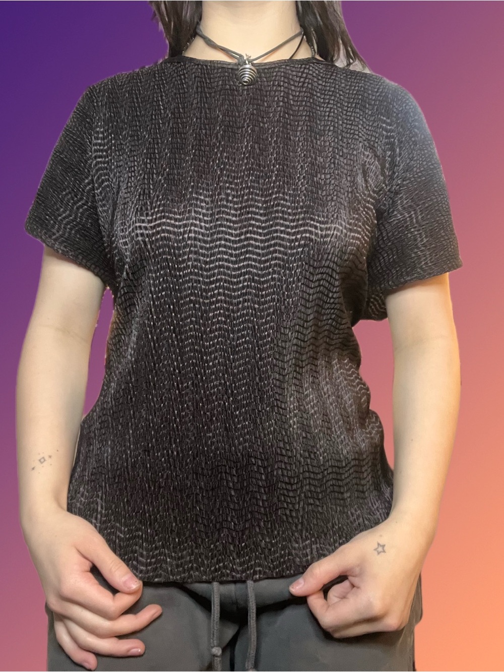 🖤 Comfortable Black Textured Short Sleeve Tee 🖤